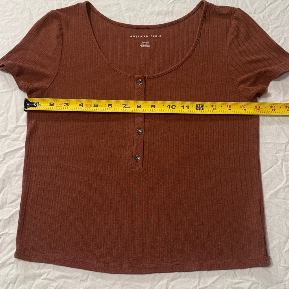 American Eagle Outfitters Women's Ribbed Buttoned Blouse Size Small EUC - Picture 7 of 8